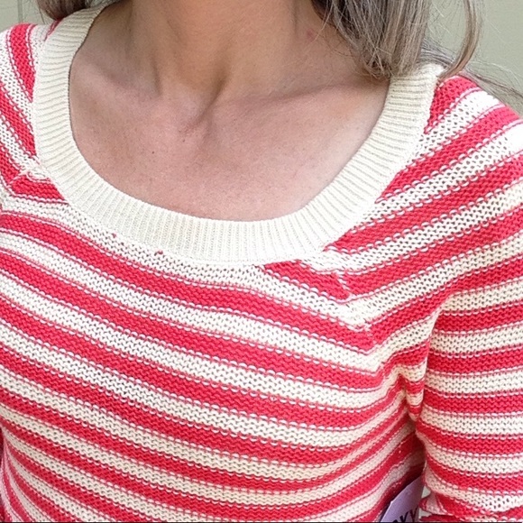nwt ROXY starboard coral stripe sweater M L (K1) - Picture 5 of 8